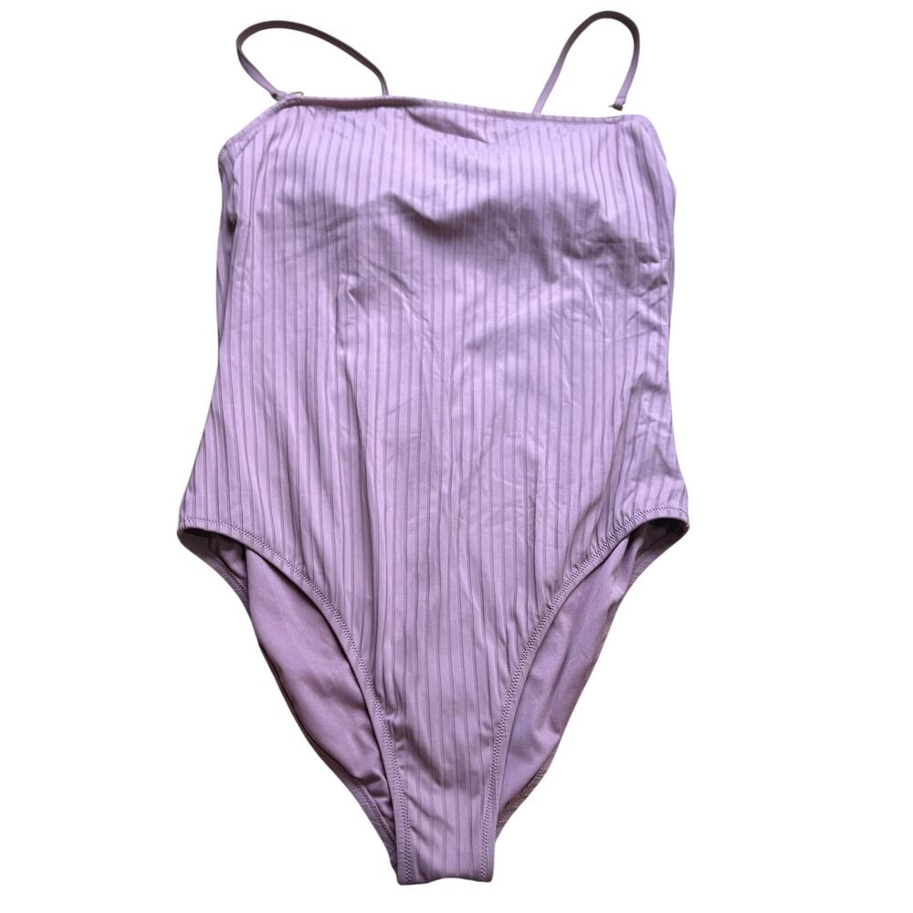 Shade & Shore XL Ribbed One Piece Swimsuit Lilac Purple Pink High Leg